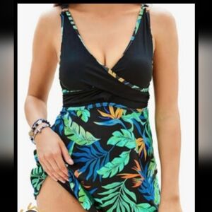 Tropical Leaf Print Swimsuit
